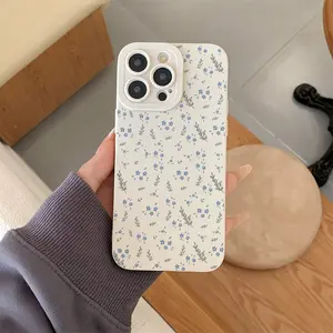 Phone Case - 1pc Full Screen Blue Floral And Branch White Angel Eye Phone Case with Precise Hole Protection Case for Iphone 16 15 14 13 12 11 Pro Max Plus Series Protective Case 7 8 X Xs Xr Xsmax Phone Case - Trendy Floral Branch Pattern Phone Case