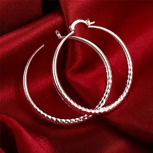925 sterling silver earrings,Lightweight Large Statement Earrings,Diamond Cut,Textured,Elegant Minimalist High-Shine Hoops,Hypoallergenic Daily Wear,