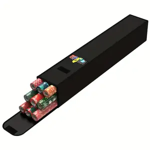 1pc Black Fabric Gift Wrap Organizer Storage Bag with Lid and Pockets - Durable Packaging Paper Holder for Crafts, Posters, and Tools, Gift Wrapping Accessories, Craft Organizer|Stylish Storage Solution|Secure Lid Closure, Gift Wrap Storage