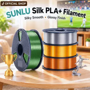 SUNLU Shiny SILK PLA+ 3D Printer Filament, 1KG, 1.75mm Diameter, Glossy Finish, No Post-Print Polishing, Ideal for Artistic & Craft Projects