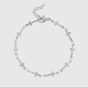 18K Gold Pvd Stainless Steel Cross Chain Bracelet