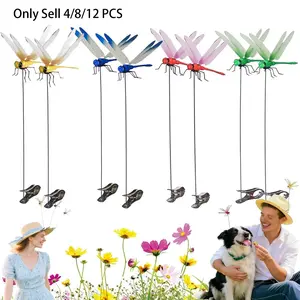 4/8/12 PCS Dragon Fly Clips for Bugs Repellent, 3D Fake Dragonfly Clips to Keep Bugs Away, Clip on Dragonfly for Bugs, Waterproof Dragon Fly Clip Outdoor Hanging Ornament & Garden Decor, Garden Accessories