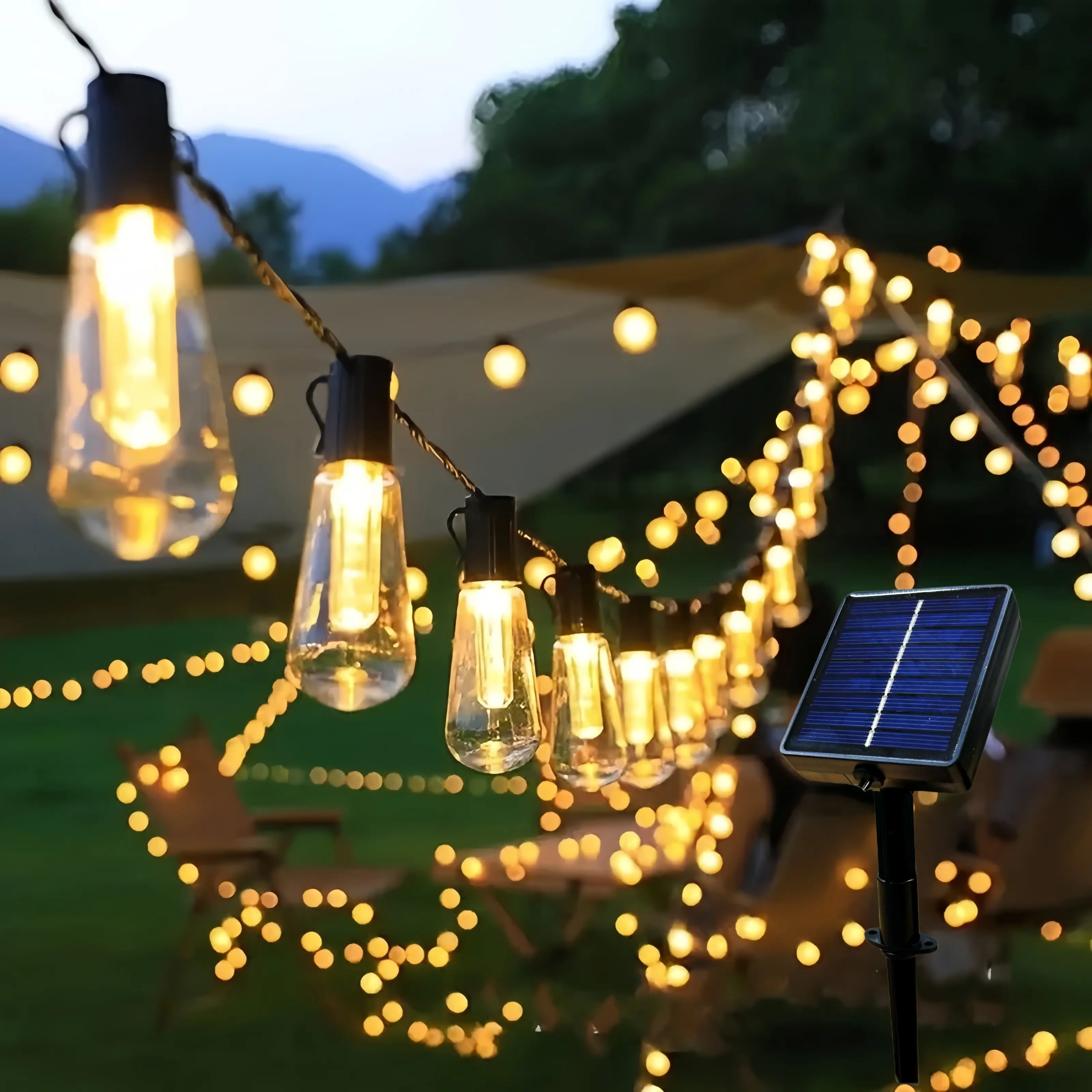 Retro Papaya-Shaped Solar String Lights - 20 Lights, 16.4ft, Durable Plastic Shell, IPX4 Waterproof, Whimsical Home Decor for Gardens, Camping Tents, House & Landscaping Use, House Decor