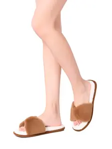 Women's Coffee Color Butterfly Slippers, Soft Breathable Non-Slip, All-Season Comfort Shoes for Bedroom Living Room, Ideal for Home Vacation