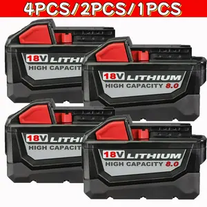 4/2/1-Pack M18 8000mAh 18V Lithium-ion Battery for Milwaukee M-18 8.0Ah Cordless Tools 48-11-1890 48-11-1850 48-11-1828 48-11-1820 48-11-1815