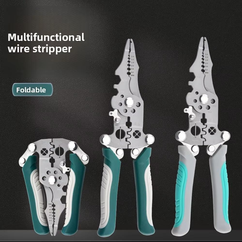 Foldable Wire Stripping Pliers, Professional Multifunction Manual Hand Tool, Pulley Design Durable Crimping & Wrapping Pliers