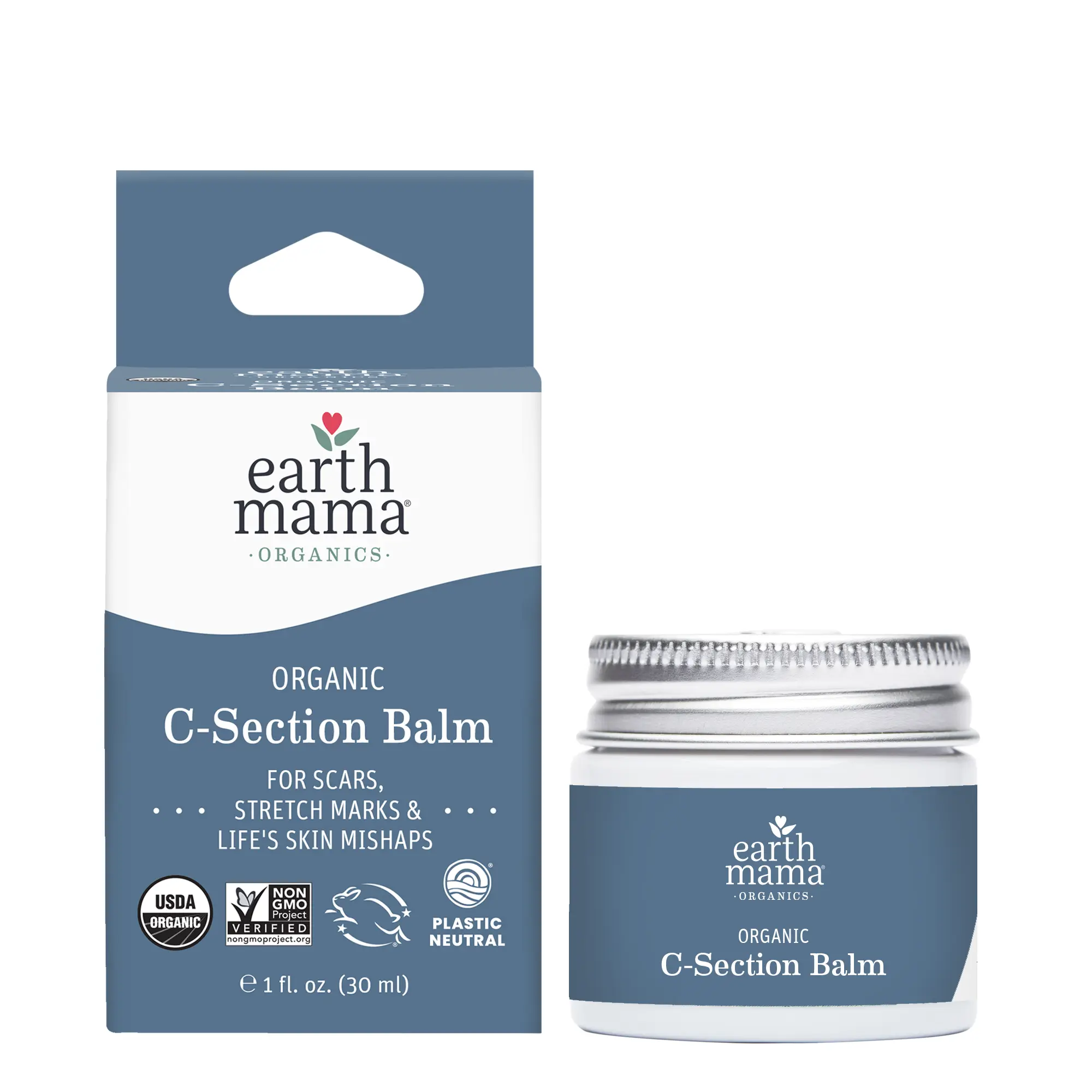 Earth Mama Organic C-Section Balm – USDA Organic Postpartum Scar & Stretch Mark Balm – With Organic Tamanu, Sea Buckthorn & Gotu Kola