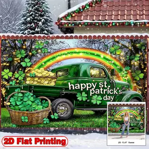 2D FLAT Banner, 1pc Truck Metal Vintage Display Parade Theme - Polyester Fabric Photography Backdrop & Party, Photographic Cloth, Suitable for Family Celebrations and General Gatherings, for Portraits, Cake Table, and Studio Props