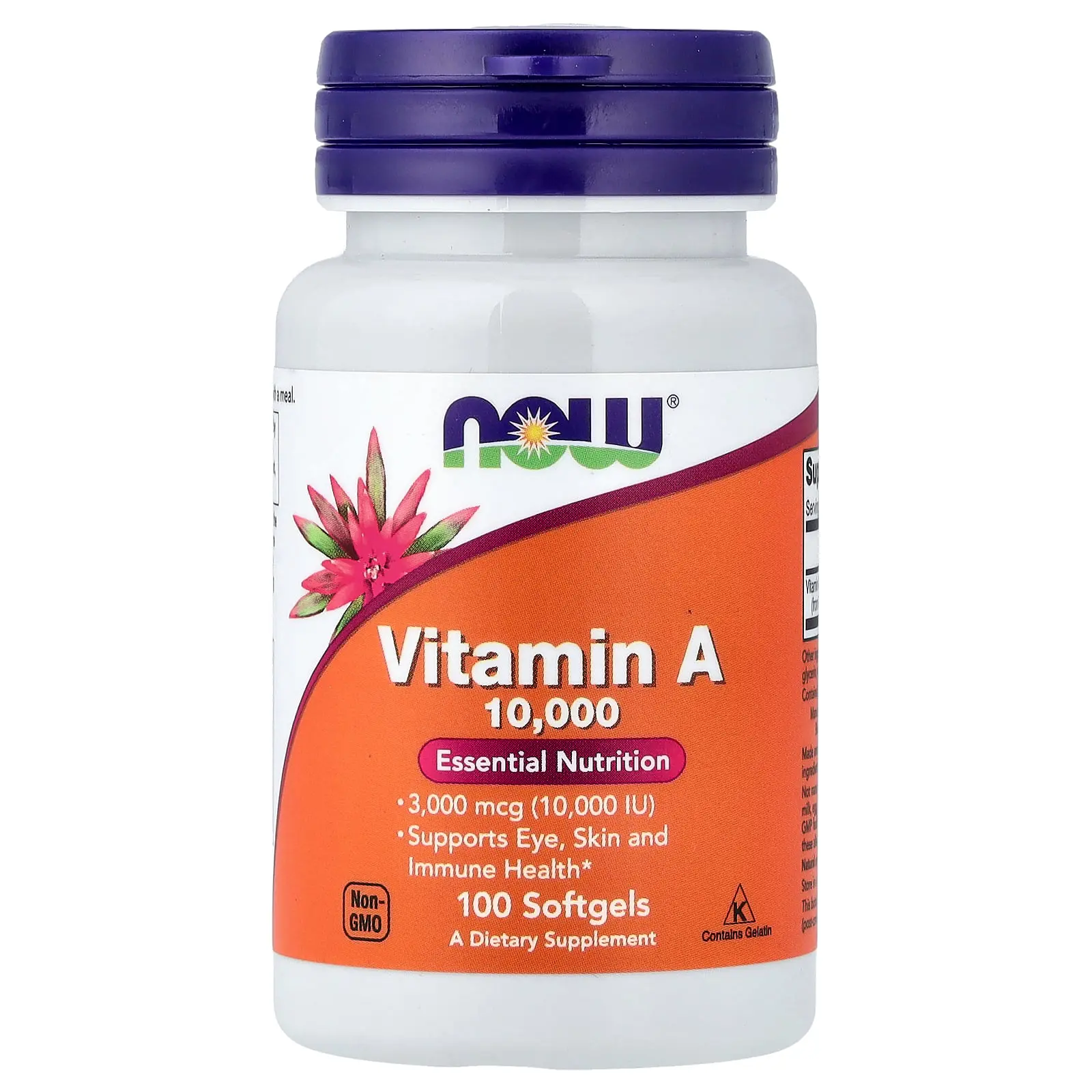 NOW Foods Vitamin A, 3,000 mcg (10,000 IU), 100 Softgels