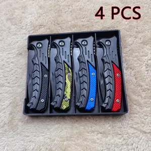 4-piece folding knife set - equipped with stainless steel blade and ABS anti slip handle, suitable for camping, fishing, hiking, EDC pocket knife gift box, the best choice for holiday gifts for men and women, Guys Gifts, Male Gifts