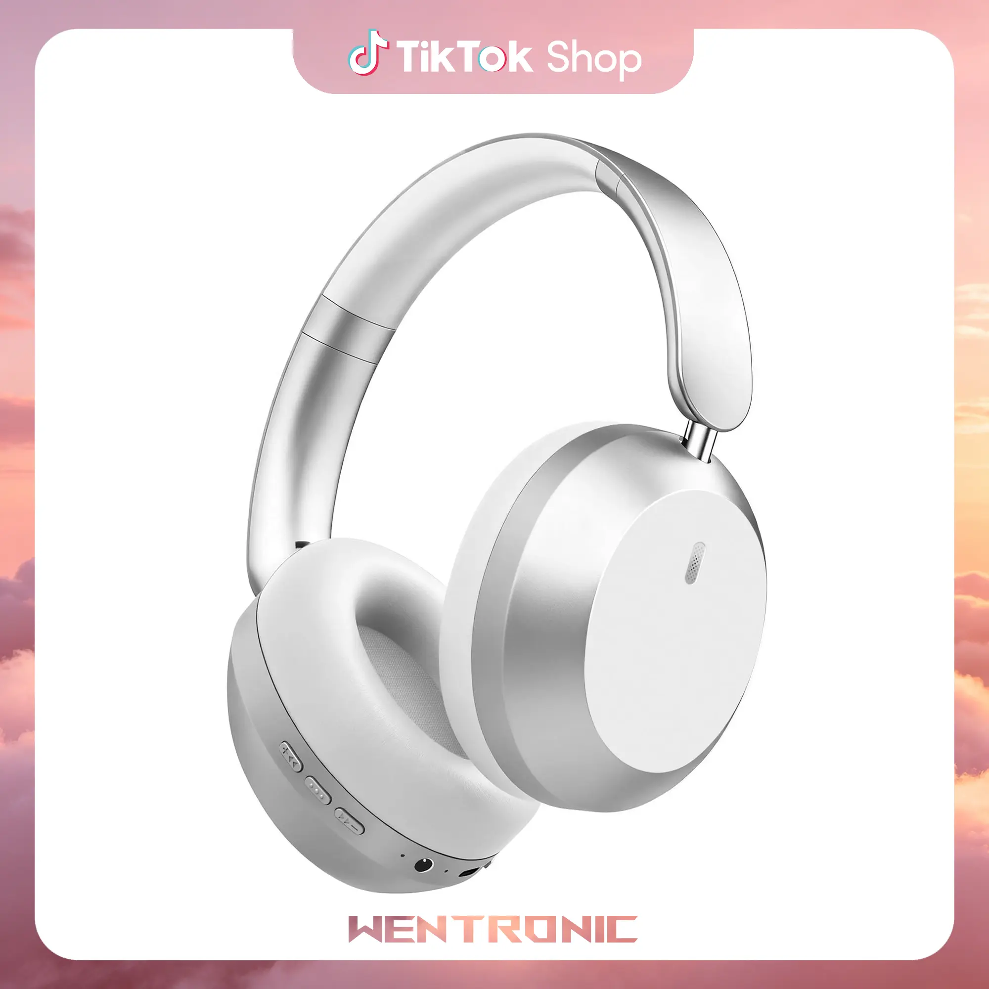 WENTRONIC Y05 Over-Ear Bluetooth Headset with Microphone - 48H Playtime, High-Quality Stereo Audio, Foldable Soft Earpads, 3.5mm Wired Cable Option, Fast Charging, Volume Control, Travel-Friendly, Memory Function, Universal Device Compatibility