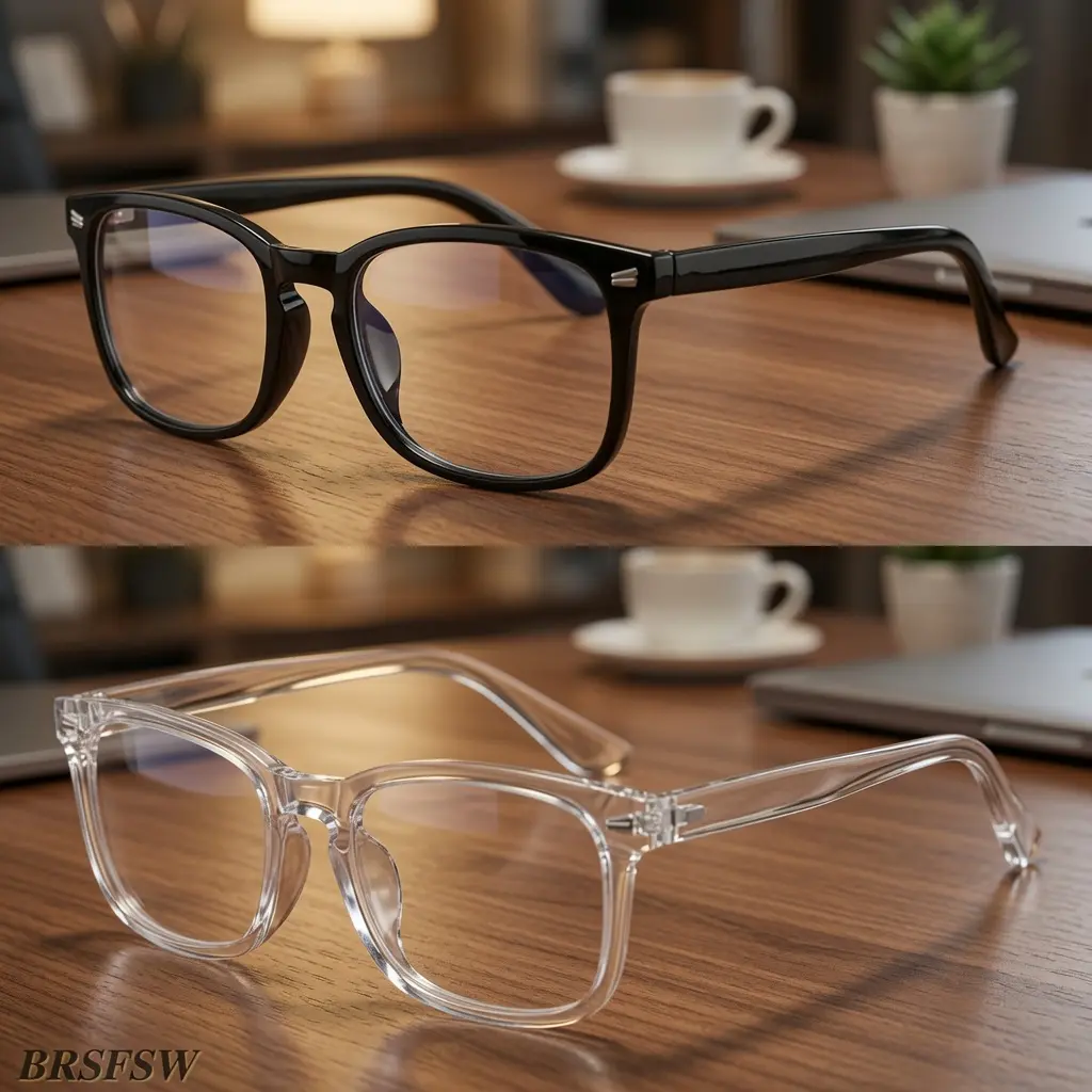 Unisex Bluelight Glasses - Trendy Rectangle Eyeglasses Frames, Anti-Reflective PC Transparent HD Lenses, Lightweight for Male Office Work & Computer Gaming, Minimalist Daily Eyewear