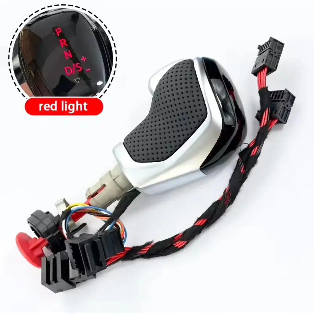 Matte silver perforated leather-red light