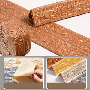 ASD 3D European-Style Self-Adhesive Wall Edge Foam Easy Peel Off Adhesive Shock-Absorbing Plastic Mold White Orange Brown Intricate Patterns for Skirting Boards Ceiling Corners TV Backgrounds Decorative Stickers kitchen decor sets moving clock