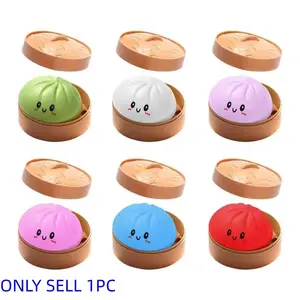 Cute Cartoon Steam Basket Dumpling Stress Relief Toy, Slow Rebound Food Sensory Toy, Creative Baozi Shape, Perfect Gift for Adults and Teens, Stress Relief Gadgets