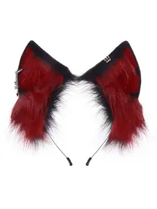 Handmade Plush Fox Ear Headband, Anime Cosplay Accessory, Perfect for Conventions & Halloween, Unique Costume Prop