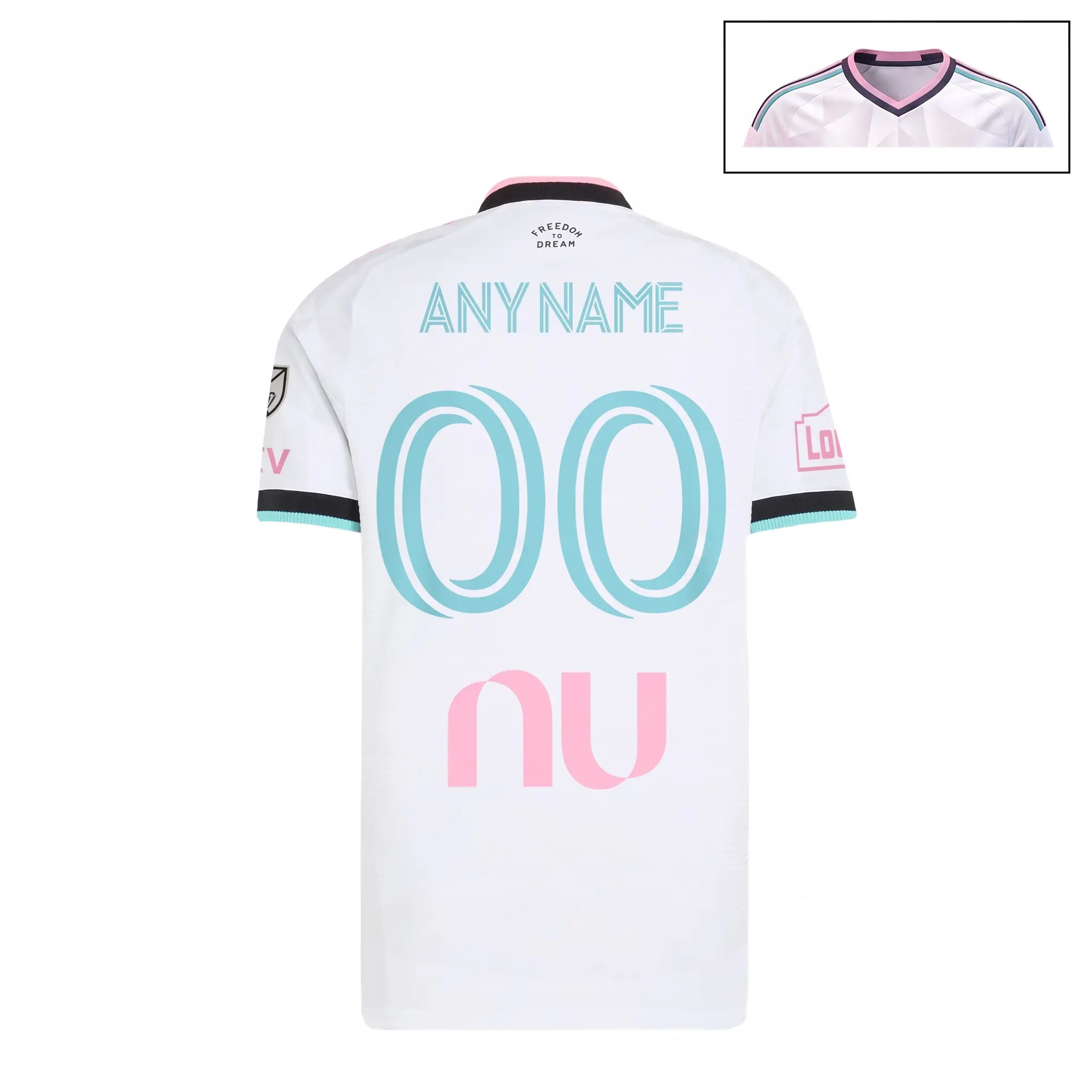 Custom Freedom To Dream 2026-2027 V-Neck Miami Jersey, Men's Home Short-Sleeve Soccer Jersey, Fan Edition Match Day Apparel for Men and Women
