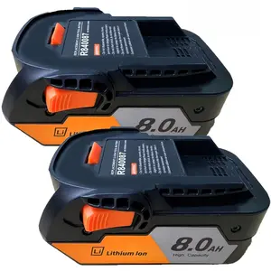 2PACK 8000mAh Replacement For Ridgid R840085 R840087 8.0Ah Lithium Battery Compatible With Rigid 18V 18 Volt R840083 R840084 R840085 Drill Tools