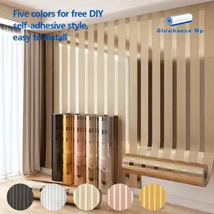 3D Self-Adhesive Wood Grain Wall Panel, Textured Grille Board for Living Room TV Background, Waterproof and Moisture-Resistant Wall Decor, Wallpaper