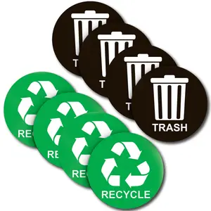 Recycle Sticker for Trash Bins  - Perfect Recycling Stickers for Trash Can (8PCS) Sticker Packs - Suitable for Indoor/Outdoor use