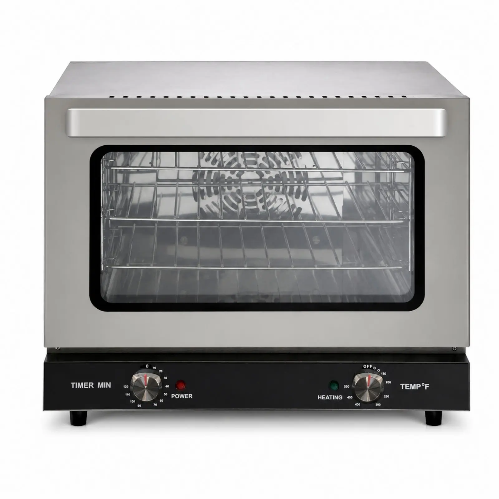 Hakka Corded Compact Commercial 1/4 Size Countertop Convection Oven, 0.8 Cu. Ft. 1440W Stainless Steel Knob-Controlled Oven for Snack Foods & Coffee Shops, 120-Min Timer, 150°F–500°F Temp Control, Double Glass Door, Standard Plug, 21L