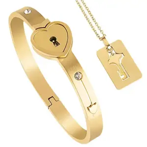 Heart-shaped lock couple bracelets, interlocking necklace and bracelet locks, key-themed birthday gifts, love locks for anniversary celebrations, auspicious birthday, daily engagement, and weddings