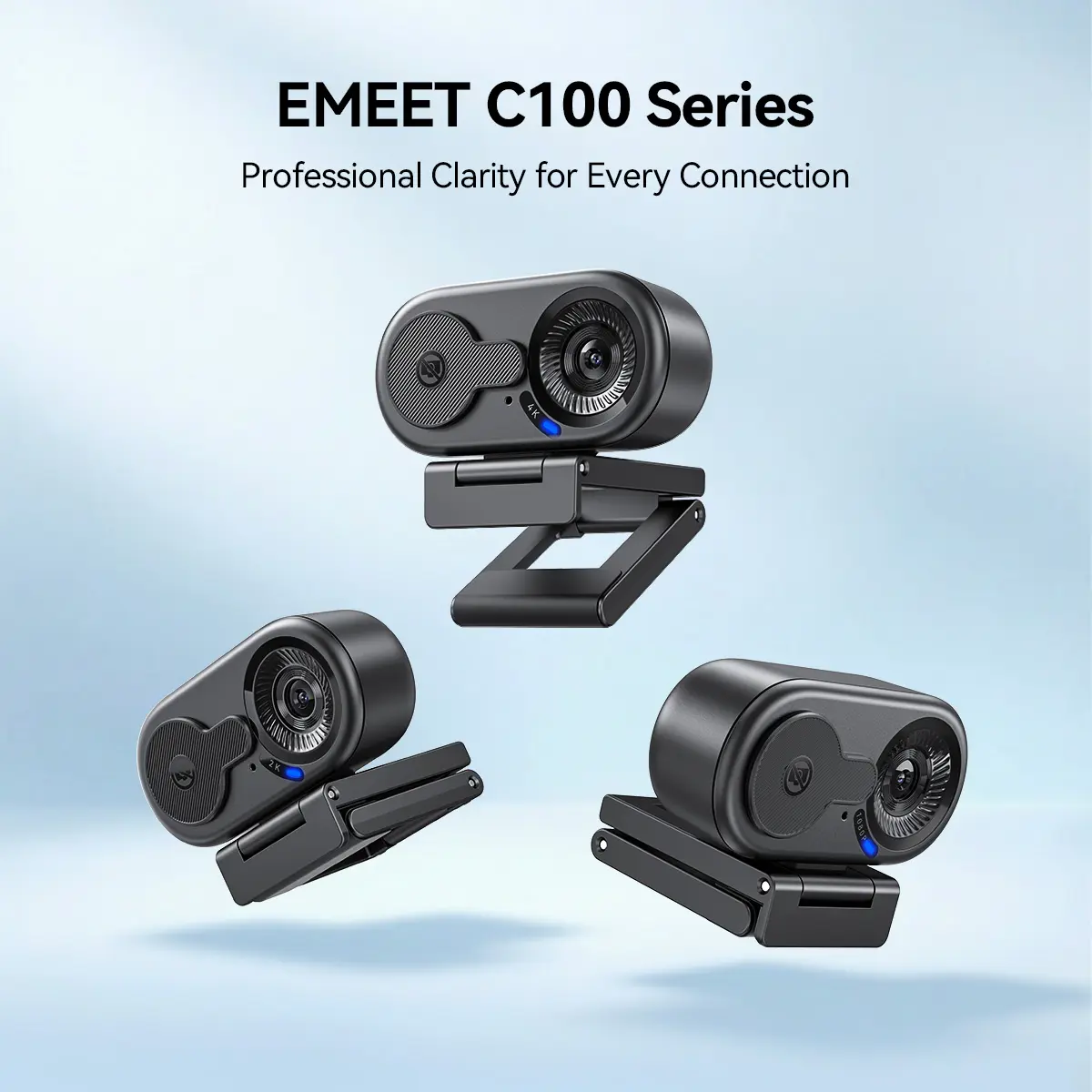 EMEET C100 4K External USB Webcam for PC, Fixed Focus, 66° FOV, Built-in Mic, Privacy Cover, Portable Metal Clip, Computer Camera for Home Office, Online Meetings, Desktop/Laptop USB-A, External Usb Webcams