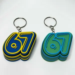 Clicker 67 3D Number Viral Meme Clicker Fidget Toy - USA-Made Durable Rubberized Plastic Keychain, Lightweight Compact Stress Relief Gift with Clicking Sound, Layered Colors for Meme Enthusiasts, Clicker Fidget Toys