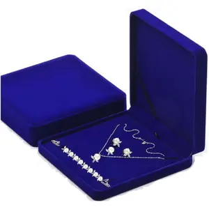 Set  Box Necklace Earring Ring Necklace Bracelet  Display Case Wedding  Storage Holder (Royal Blue)