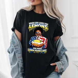 Lemon Pound Cake Shirt Funny Retro USA Flag Man Graphic Tee Heavy Cotton T-Shirt