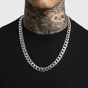 Mens Cuban Link Chain, silver Miami Cuban Chain Necklace, 10mmWidth, No Tarnish& Durable Hip Hop MensJewelry, 19.69"-25.59", Valentine's gift cuban link chain men accessories chains for men