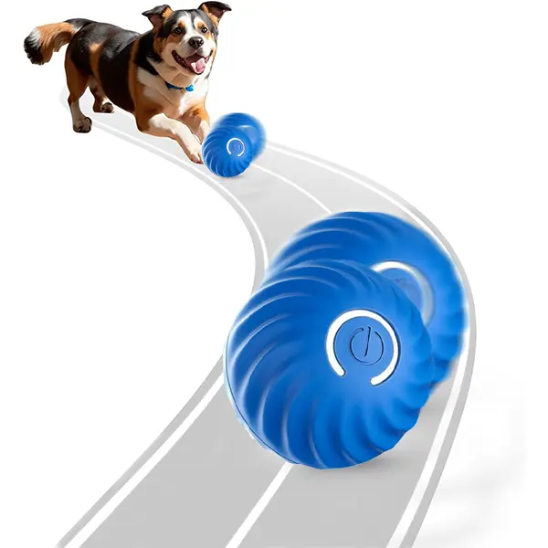 GTTQ Rubber Striped Interactive Training Ball Dog Toy - Universal Fit, Rolls Bounces, Automatic Rolling, Jumping, Rotating, Vibrating Accessory for Puppies (Supervised Use Recommended)