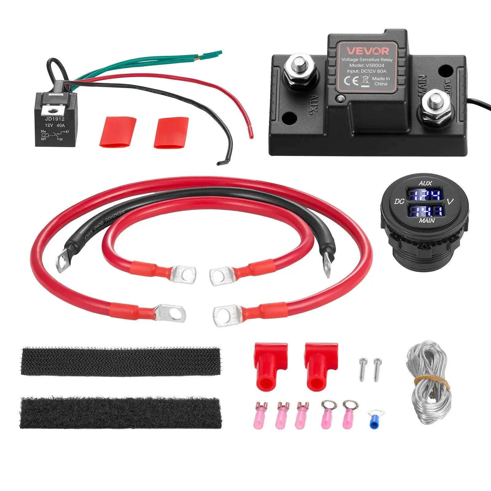 【summerfinds】VEVOR Dual Battery Isolator Kit, 12V 80 Amp, Manual and Automatic VSR Voltage Sensitive Relay with Voltmeter, LCD Screen, Smart Battery Isolator, Compatible with Lead-Acid Batteries, for UTV, ATV
