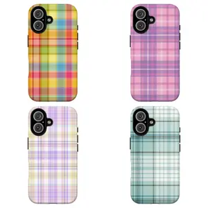 FL-Multicolored Plaid Pattern Phone Case, Coquette Y2K Gingham Protective Cover For iPhone 11 12 13 14 15 16 17 Air Pro Max for Samsung S26 S25 S24 S23 S22 S21 Case,Gift for her/him