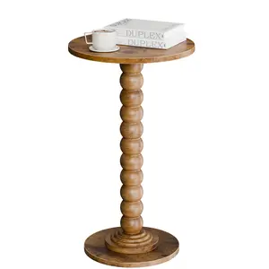 Round Side Table - Solid Wood Leg Small Drink Table for Living Room Bedroom Office