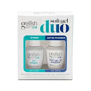 Gelish Soft Gel™ Duo – Includes Soft Gel™ Tip Primer & Adhesive for Long-Lasting, Natural-Looking Nails, Easy Application, and Strong Hold (15mL Each)