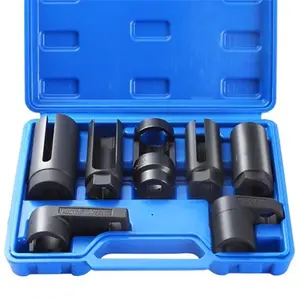 7PCS Oxygen Sensor Socket, Universal O2 Sensor Removal & Installation Tool Kit with 22, 27, 29mm Sockets for All Vehicles, Automotive O2 Oxygen Sensor Socket Offset Wrench Remover Tool (Blue)