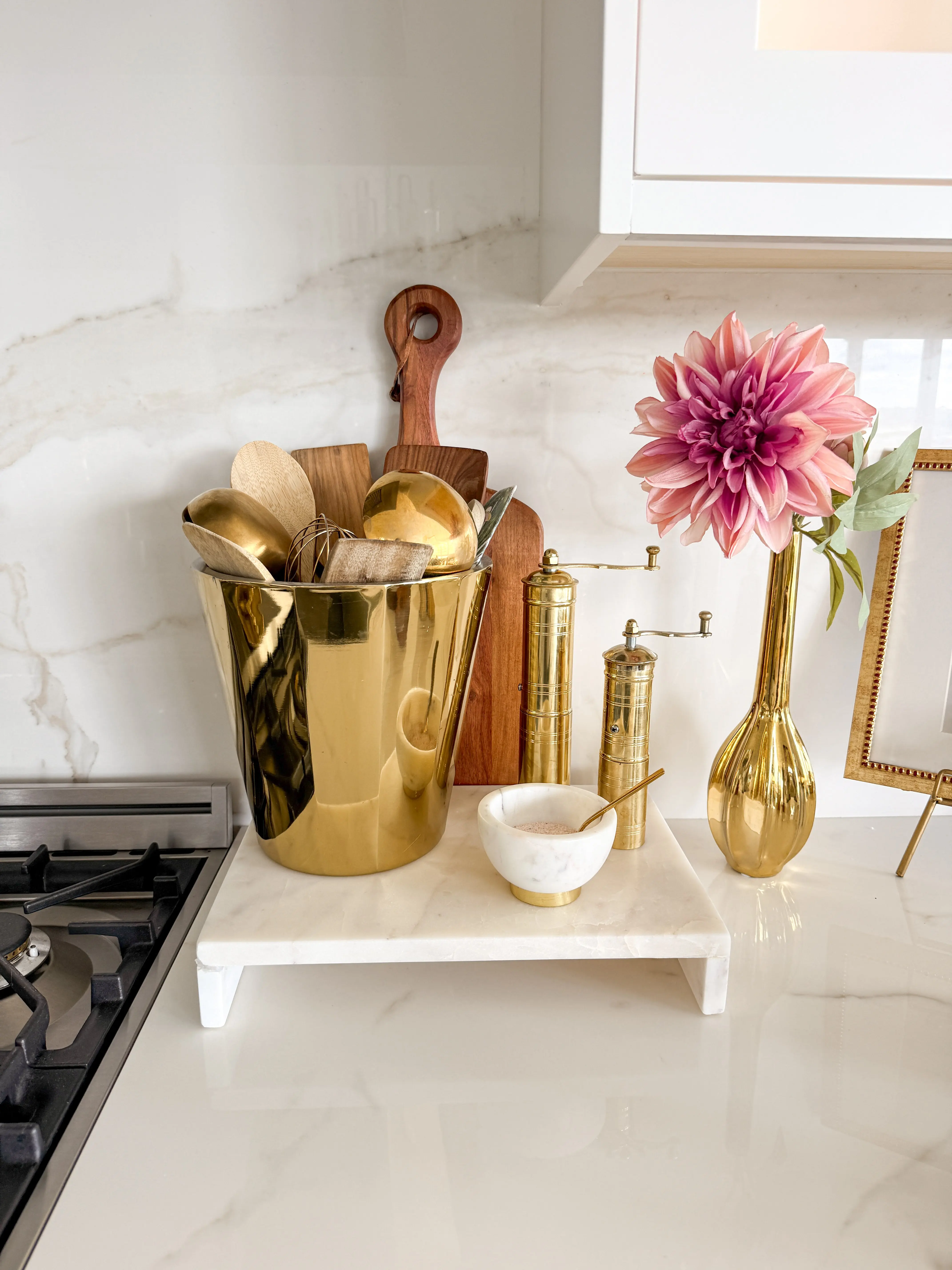 Gold Octagon Kitchen Utensil Holder