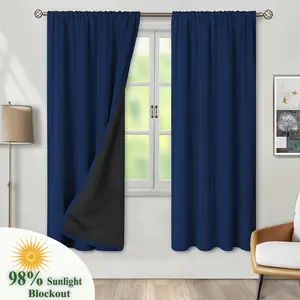 Blackout Curtains 2 Panels Polyester Fabric Light Blocking Sun Protection Modern Minimalist Design for Bedroom Living Room Kitchen Balcony Garden Use Window Curtain