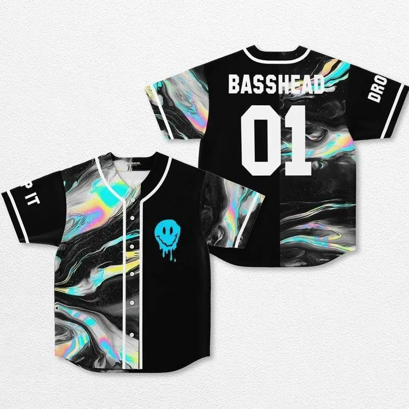 Basshead Drop It Baseball Jersey EDM Music Shirt, EDM Festival Family Gift, Unisex Breathable Men's Jersey, 420 Lover Graphic Shirt, Gift For Baseball Fan EDM Electronics Music
