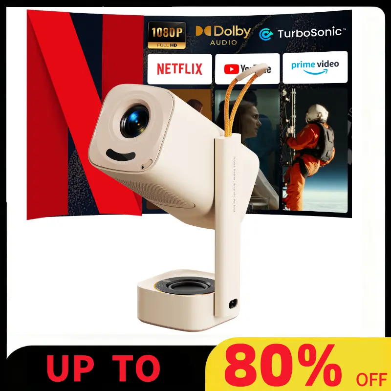 Yaber T1 Pro Mini Projector - Native 1080 FHD with HDR10, WiFi & Bluetooth, Dolby Audio, Turbo Sonic Bass, Auto Focus, Keystone Adjustment, Screen Compatibility, Multifunctional Wireless Home Projector for Outdoor & Indoor Use, Christmas Gift