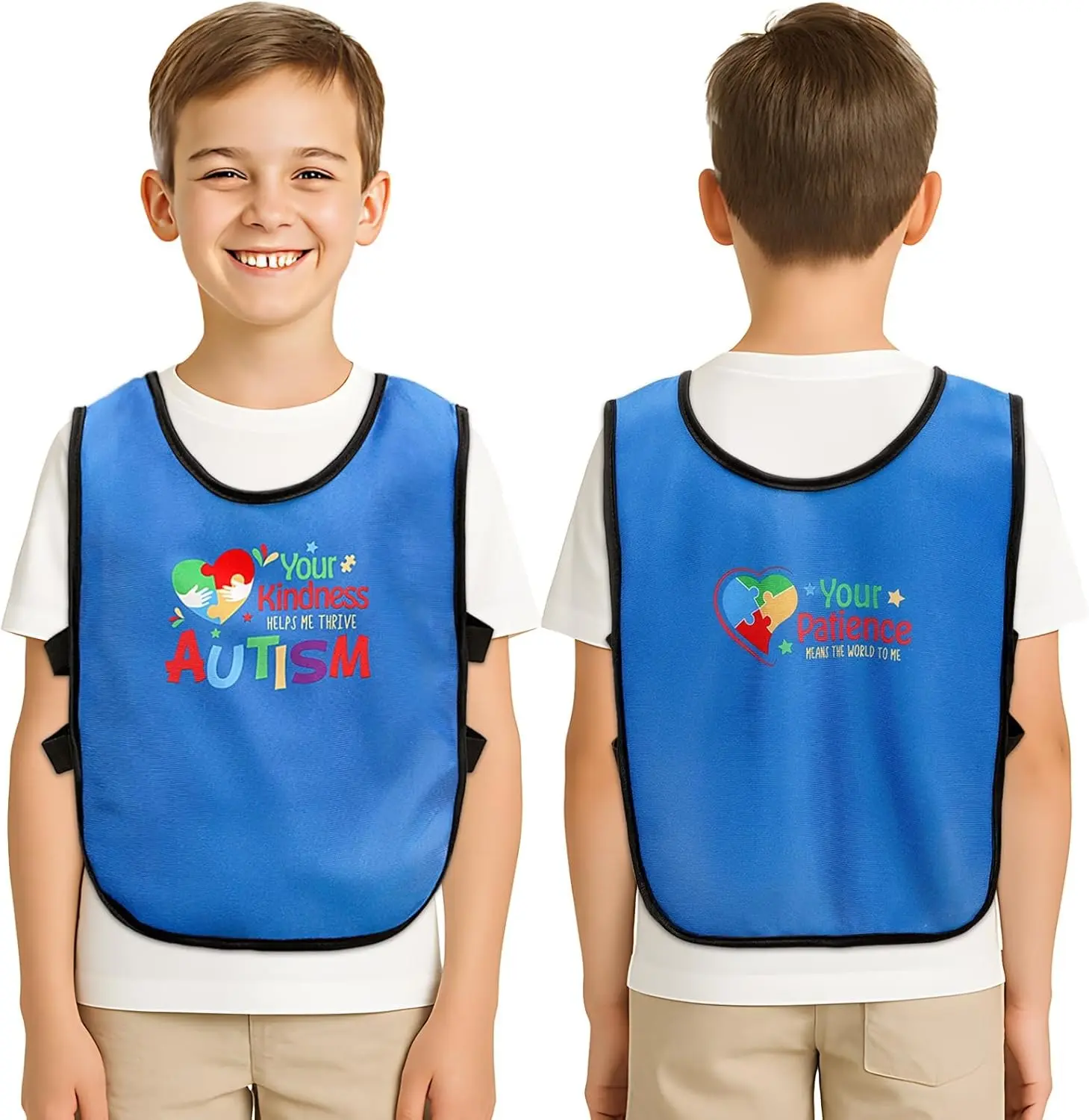 Autism Compassion Vest with Gentle Be Kind Reminder | Autistic Clothing Vest for Child or Adult with Emergency Contact Tag