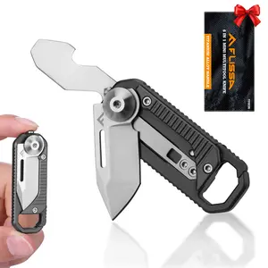 #Summervibes FLISSA Keychain Knife, 6-in-1 EDC Keychain Multitool, Mini Multitool Knife & Safety Lock Design, Small Pocket Knife for Outdoor, Camping, Hiking, or Christmas Gifts for Men