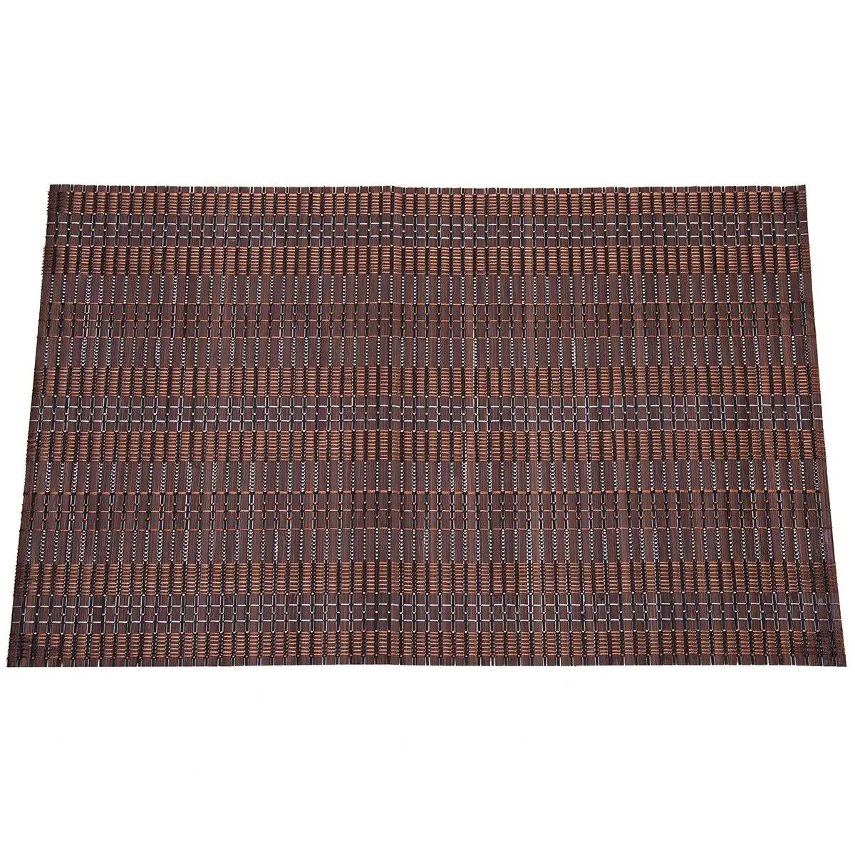 THY COLLECTIBLES Hand-Assembled Rectangle Bamboo Floral Placemats (l18xw12 inch, Set of 4) - Brown & Silver, Non-Slip, Eco-Friendly Kitchenware Tableware with Contemporary Look for Dining Decor, Stylish
