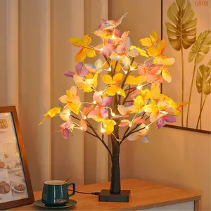 24 LED Butterfly Tree Light, Charming Butterfly Design, Romantic Dreamy Warm Fairy Lamp, Battery or USB Powered, Decorative Light Decor, Home Decor for Bedroom Fireplace Desktop Christmas