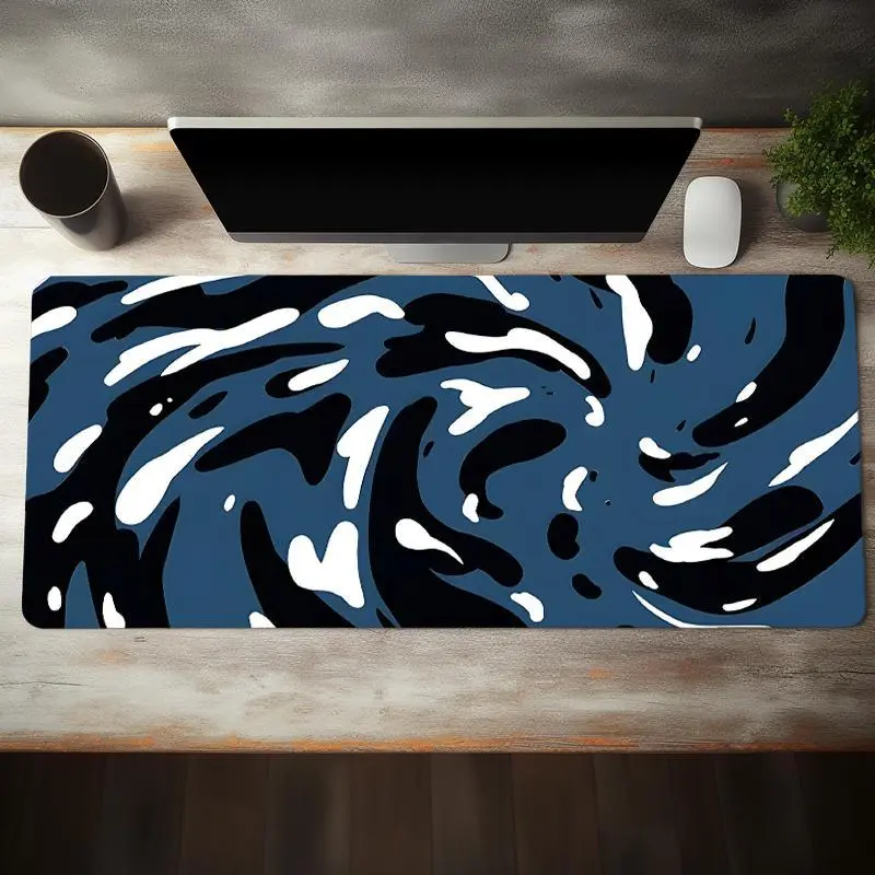 Abstract Liquid Pattern Mouse Pad(Pad Only), Rectangle Gaming Mouse Pad, Non-Slip Rubber Base Stitched Edge Desk Pad for Home Office Game Room, Gaming Desk Accessory, Aesthetic Desk Accessories