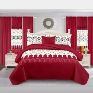 10- pieces Priscilla Floral Bedding Set - Turquoise Blue with Pink & Orange Flowers - 10 Piece Comforter Set for Bedroom Decor