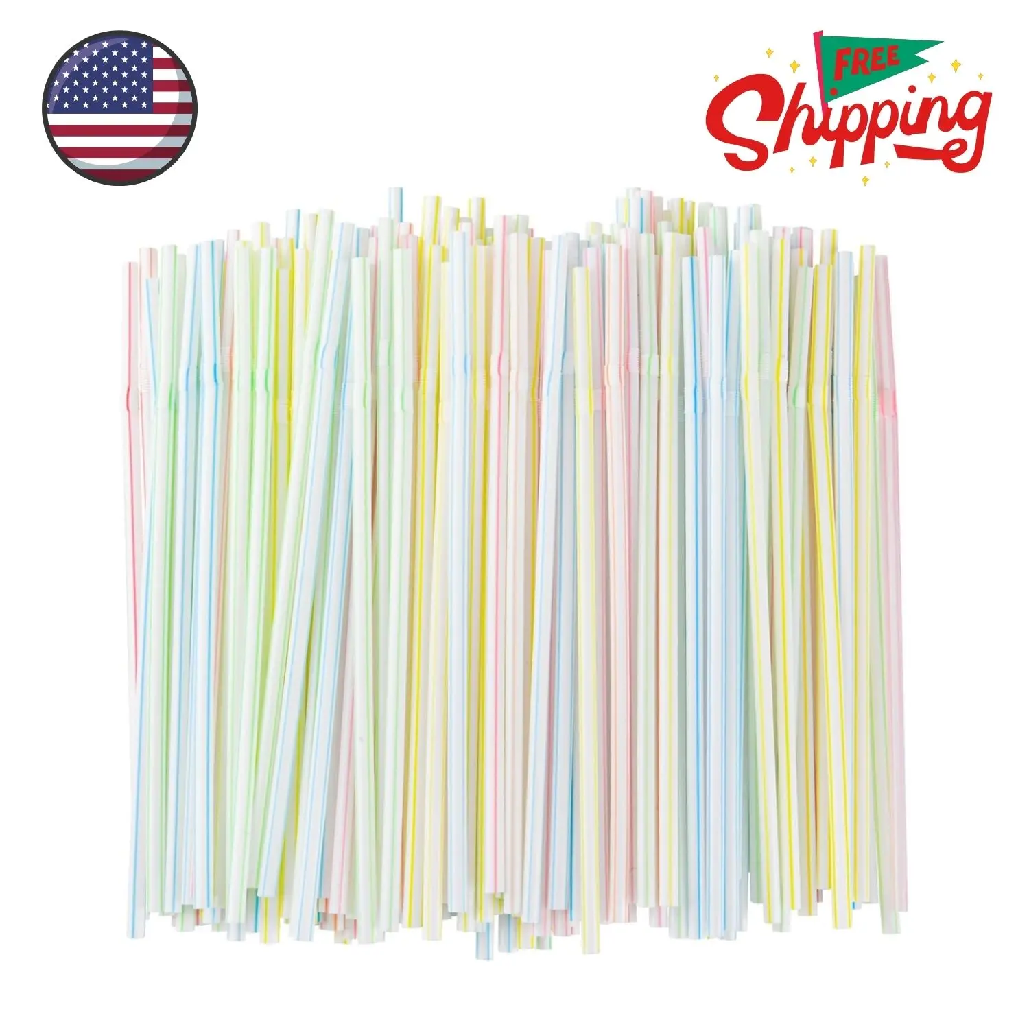 [200 Pack] 8.5" High Flexible Plastic Straws