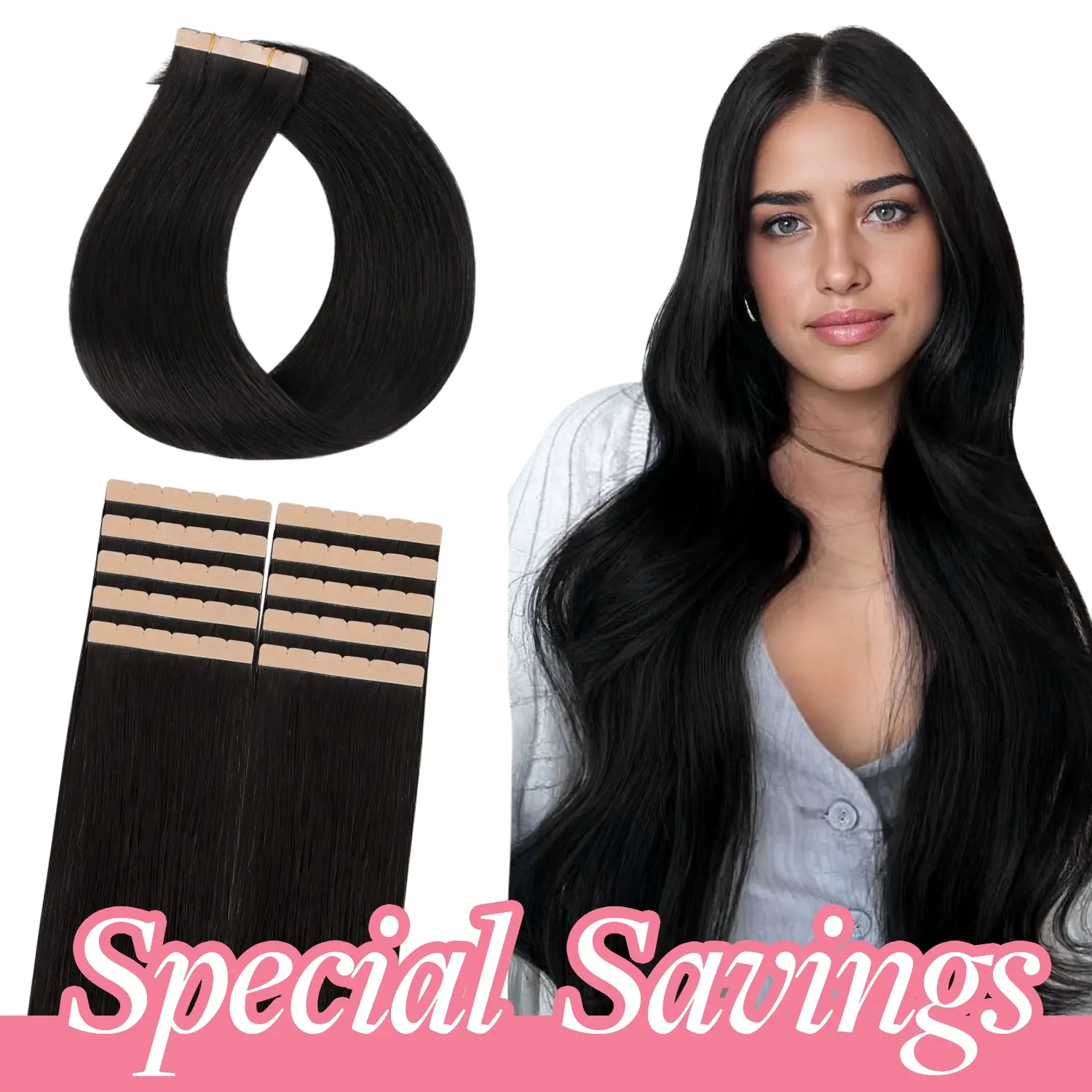 [Special Savings]GOO GOO Mini Tape In Extensions Human Hair, 10PCS Invisible Tape In Hair Extensions Straight Real Human Hair 14-24 Inch for Beauty and Natural Hair Look summer hairstyles #tiktokshopbacktoschool #sohochic