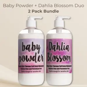 Baby Powder + Dahlia Blossom Body Lotion Duo | 2 Pack Bundle | 16 oz